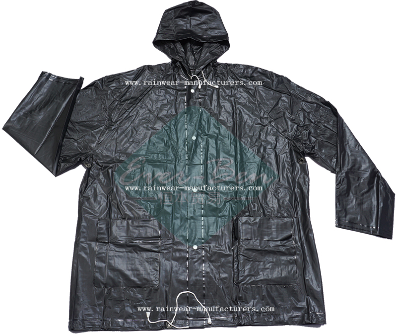 Lightweight Cycling Rain Jacket-Black Rain Jacket-PVC Rain Jacket-Black PVC Raincoat